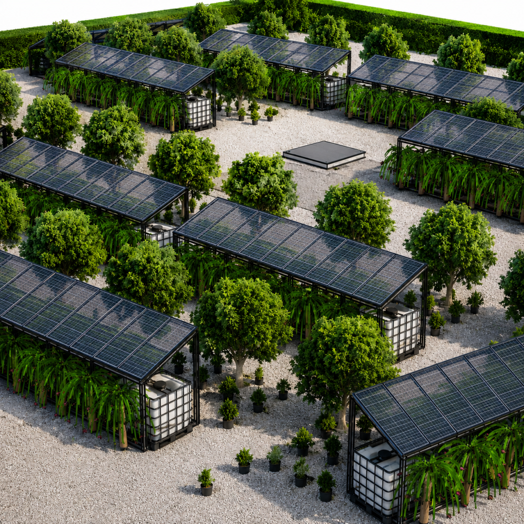Lichtdurchlässige Agri PV Solarmodule auf der GBF auf Teneriffa