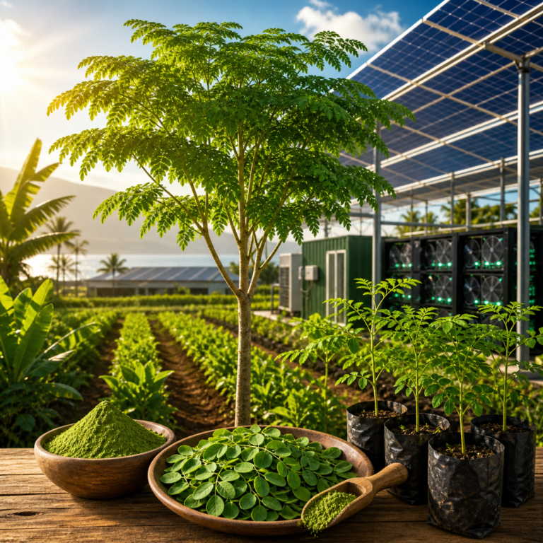 Agri PV mit Moringa Bäumen auf Teneriffa